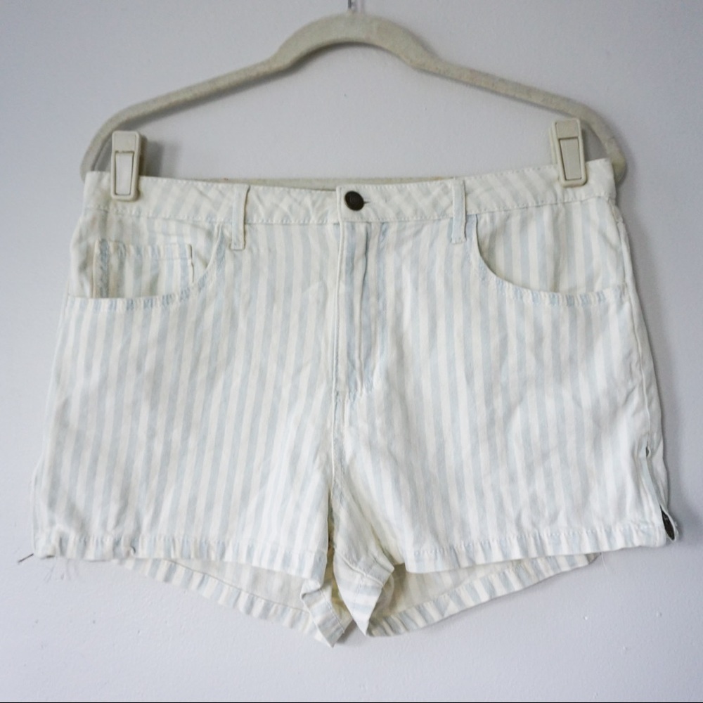 Light Blue and White Candy Stripe Shorts w/ zipper